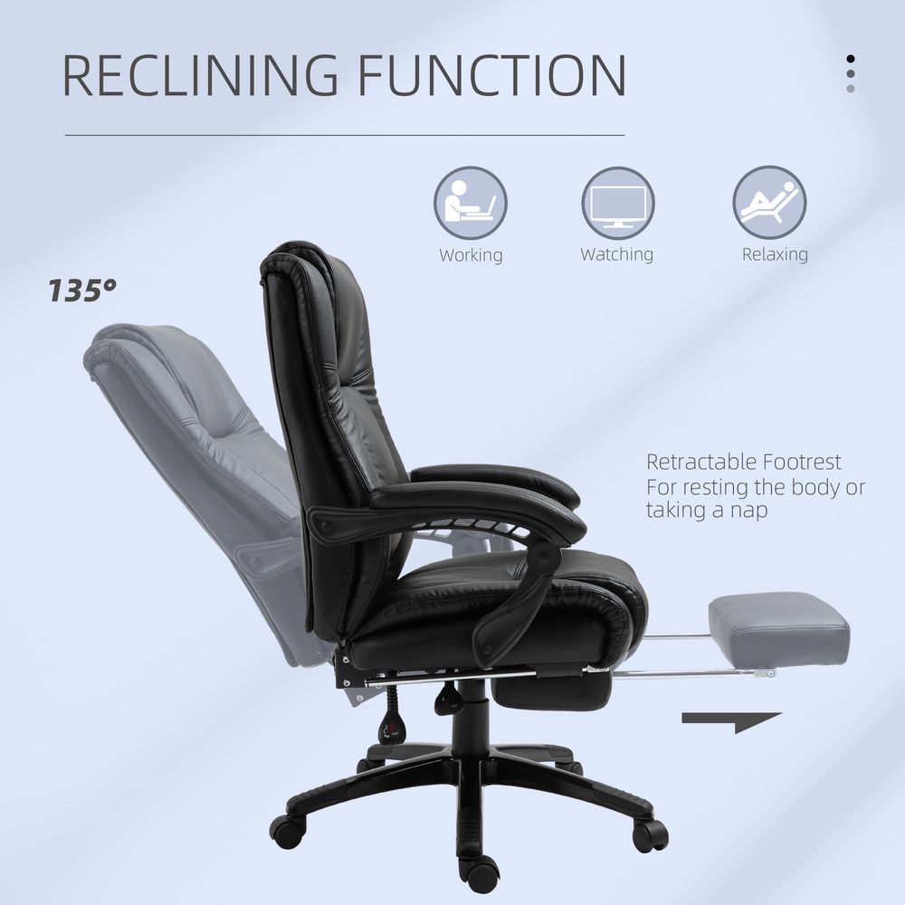 Executive Home Office Chair High Back Recliner, w/ Foot Rest, Black Vinsetto - anydaydirect