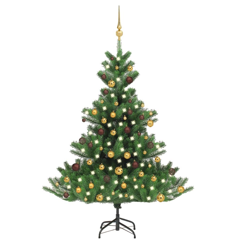 Nordmann Fir Artificial Christmas Tree LED&Ball Set Green 120cm - 210cm - anydaydirect