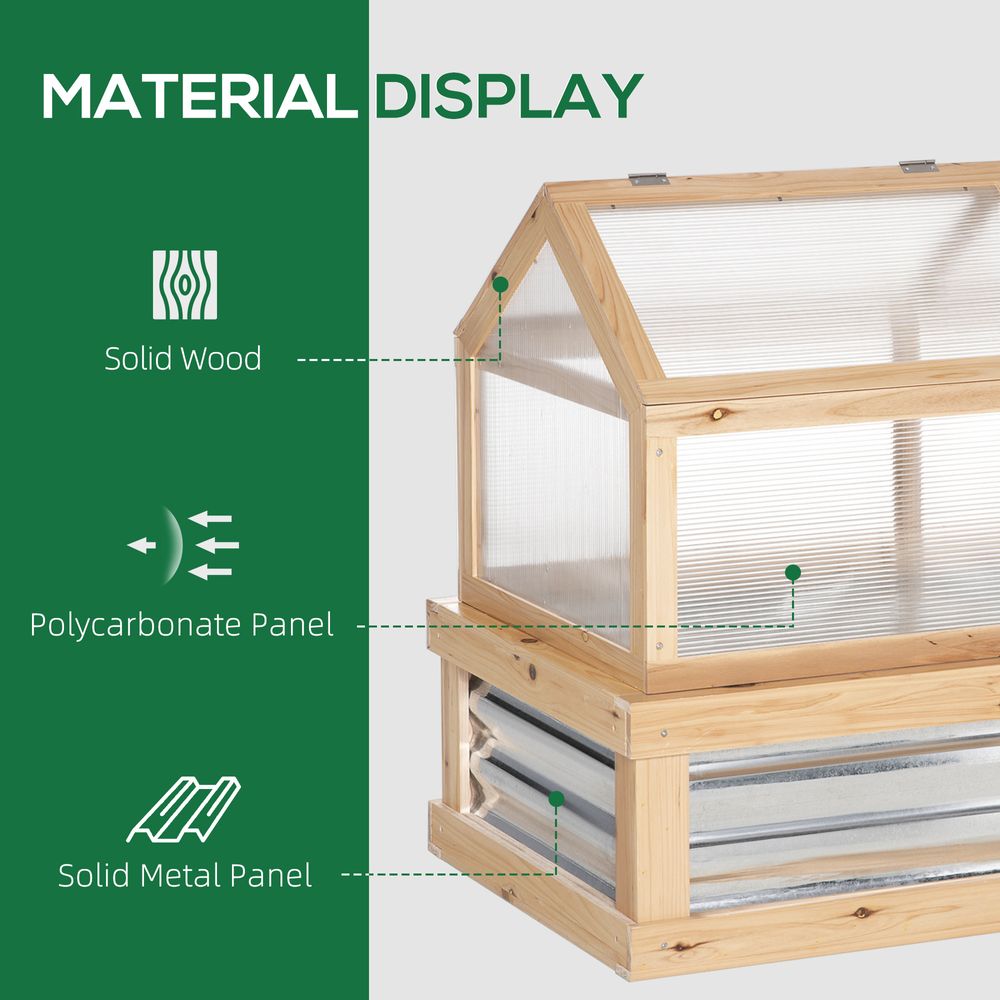 Raised Garden Bed with Greenhouse Top, 122x 61 x 81.7cm, Natural Kit - anydaydirect