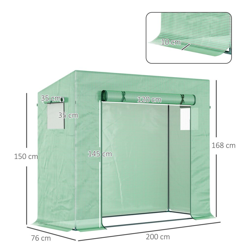 Garden Greenhouse Plant Cover, Windows & Zipper 198Lx77Wx149-168Hcm - anydaydirect