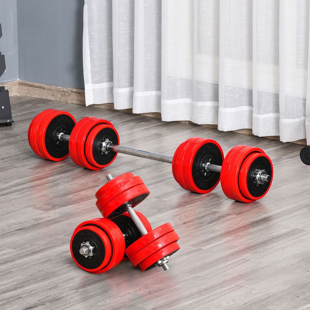 Adjustable 30KGS Barbell & Dumbbell Set Ergonomic Fitness Exercise in Home Gym - anydaydirect