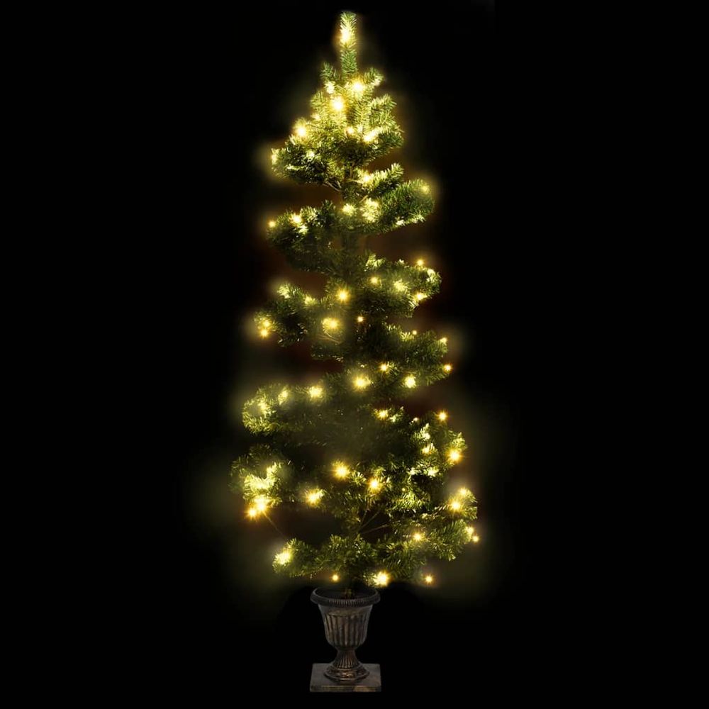 Swirl Christmas Tree with Pot and LEDs Green 120 cm PVC - anydaydirect