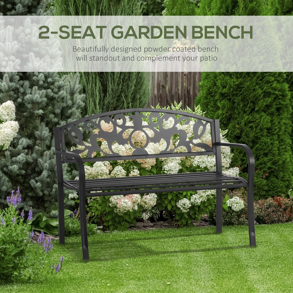 Outsunny Bench, 128Lx50Wx91H cm-Black - anydaydirect