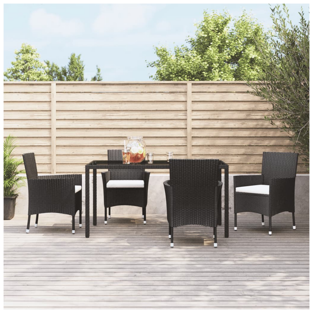 vidaXL Garden Chairs with Cushions 4 pcs Black Poly Rattan - anydaydirect