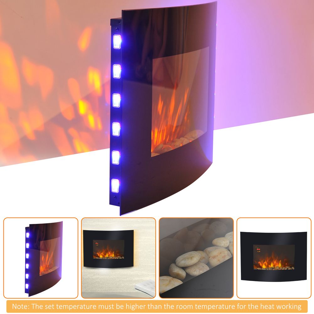 Electric Wall Mounted Fire Place Slimline Plasma Fan Heater Backlit 900/1800W - anydaydirect