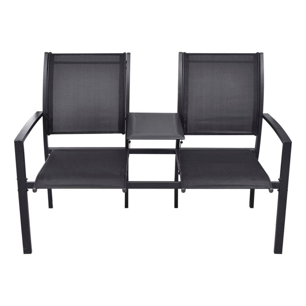 2 Seater Garden Bench 131 cm Steel and Textilene Black - anydaydirect