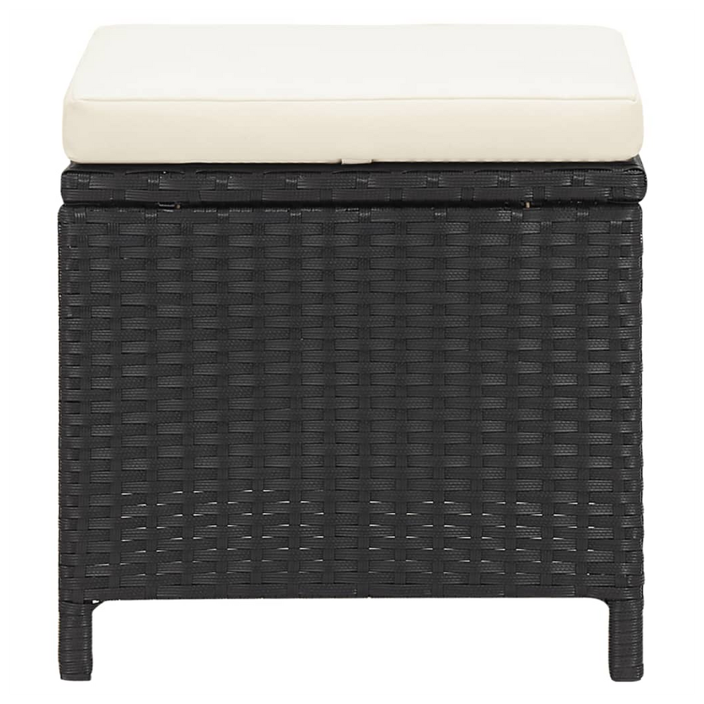 Garden Stools 4 pcs with Cushions Black Poly Rattan - anydaydirect