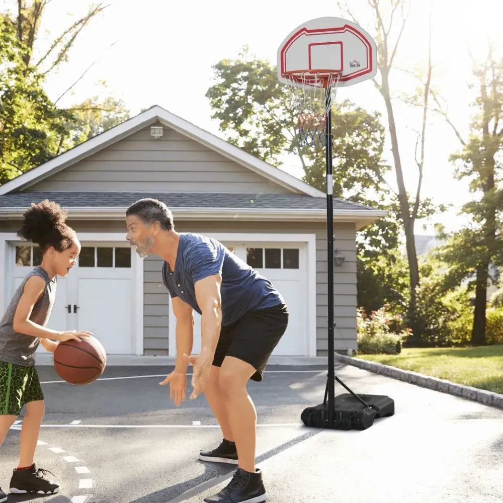 Outdoor Adjustable Basketball Hoop Stand w/ Wheels, Stable Base 258-314cm - anydaydirect