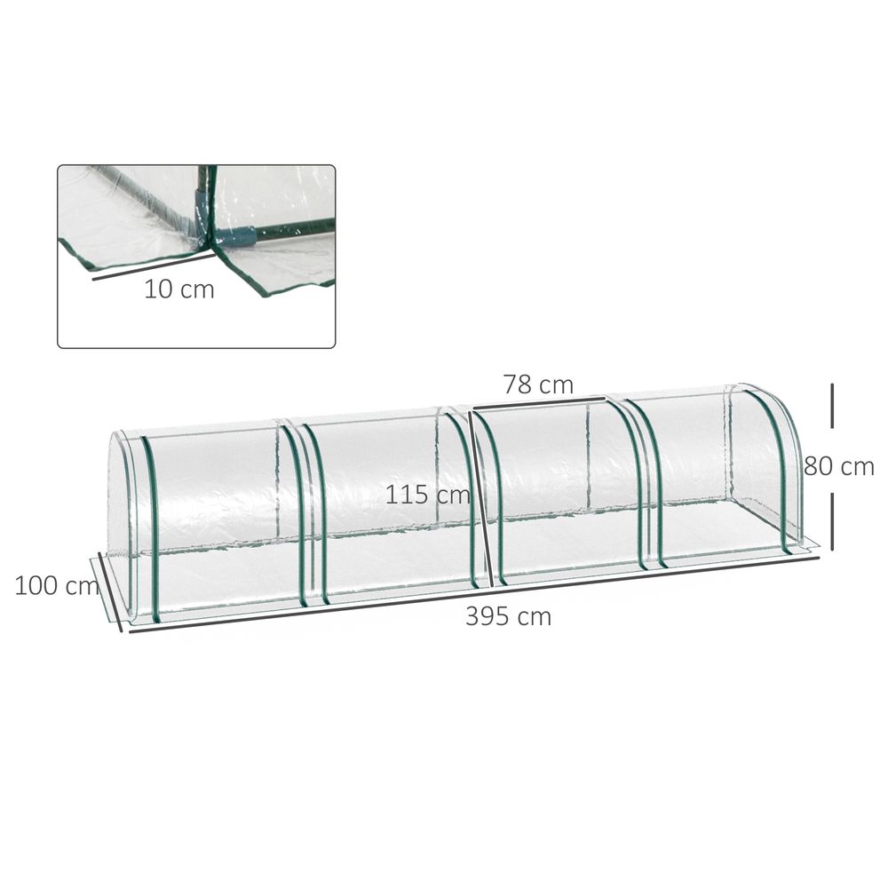 Outsunny Tunnel Greenhouse Steel Frame with Zipper Doors, Clear - anydaydirect