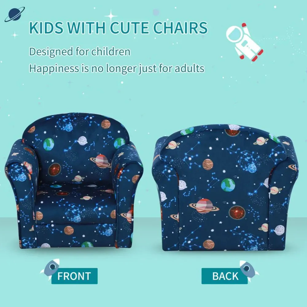 Children Kids Mini Sofa Armchair, Planet-Themed Chair, for Bedroom, Playroom - anydaydirect