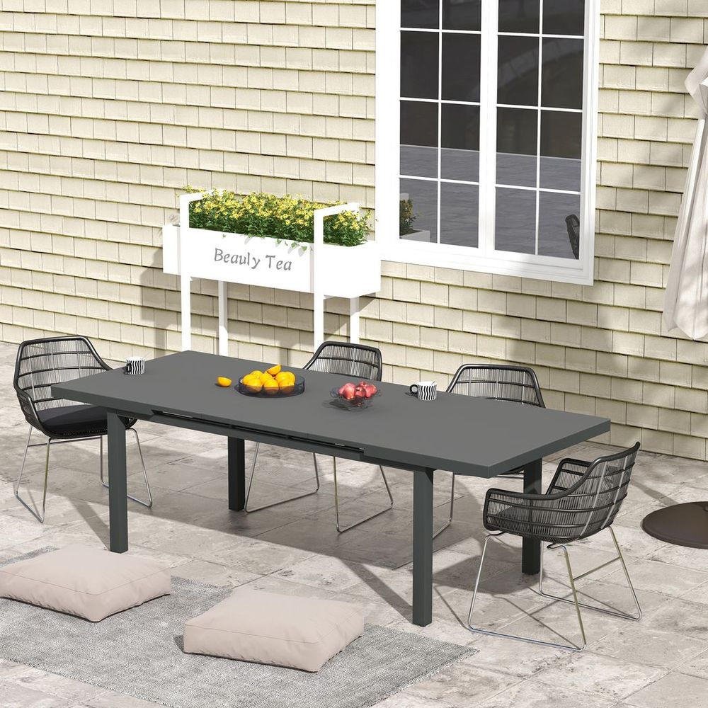 Outsunny Extending Garden Table Outdoor for 6-8 People, Aluminium Frame - anydaydirect