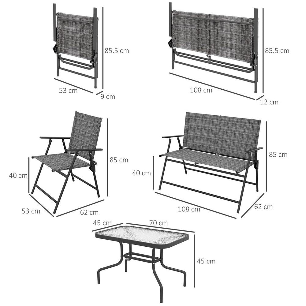 Outsunny Patio Furniture Set, Garden Set with Table, Foldable Chairs, a Loveseat - anydaydirect