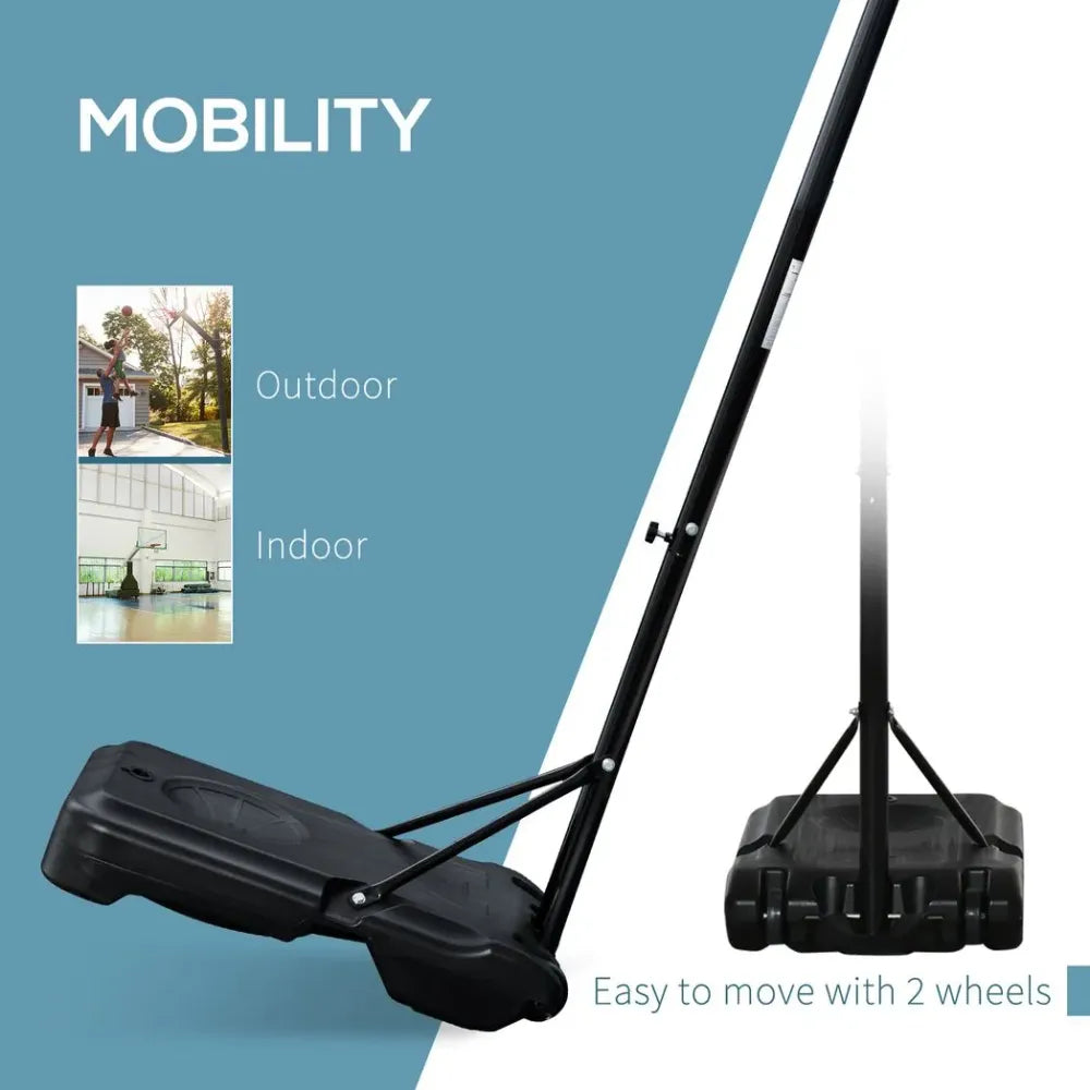 Outdoor Adjustable Basketball Hoop Stand w/ Wheels, Stable Base 258-314cm - anydaydirect