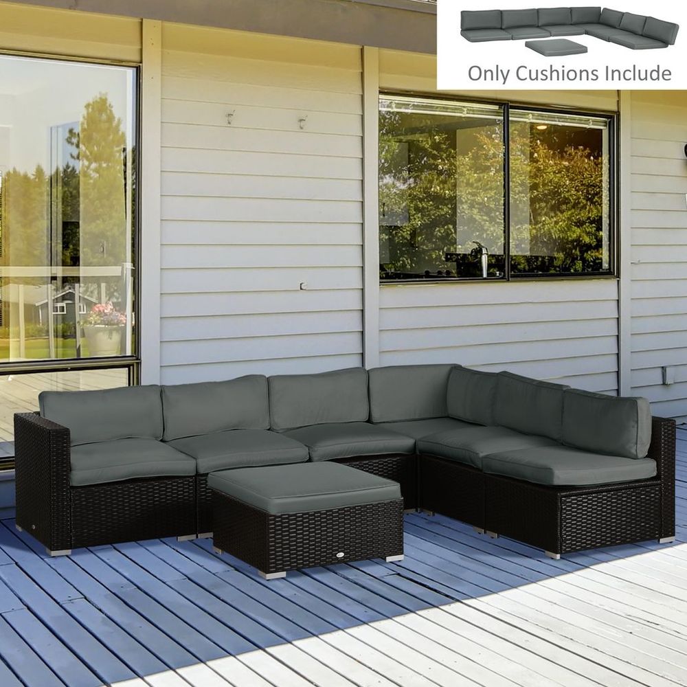 Replacement Cushions for Rattan Furniture, 7 Seat Cushions and 7 Back Cushions - anydaydirect