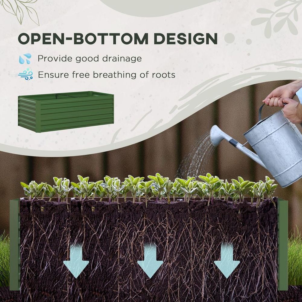 Outsunny Galvanised Steel Outdoor Raised Bed w/ Reinforced Rods, Green - anydaydirect