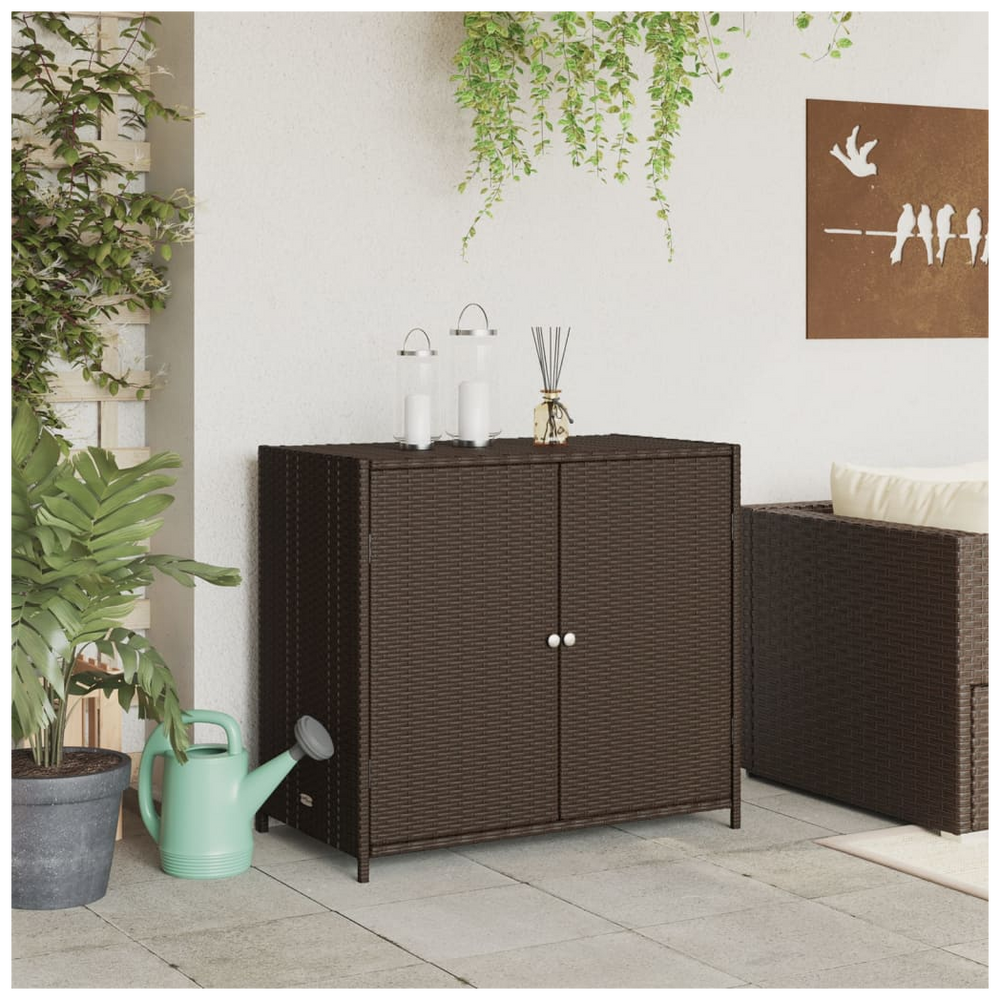 vidaXL Garden Storage Cabinet Brown 83x45x76 cm Poly Rattan - anydaydirect