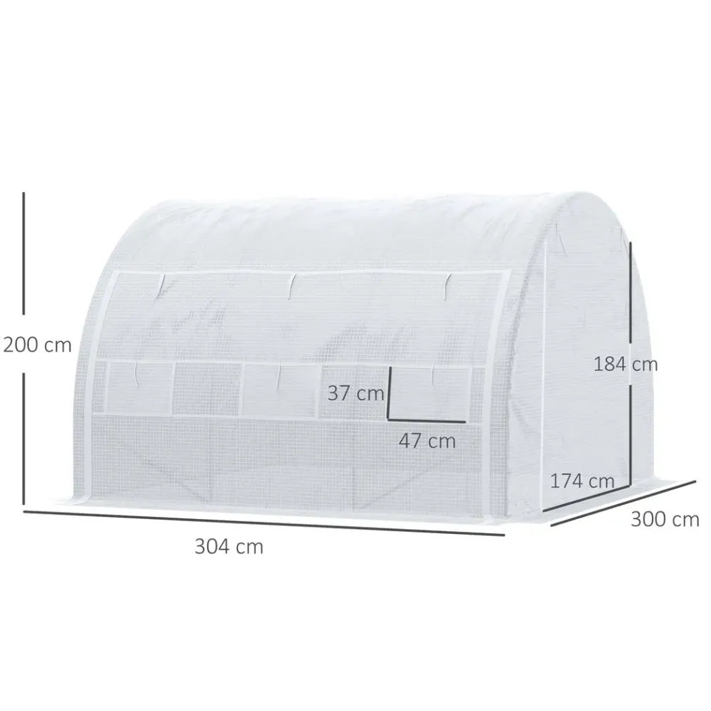 3 x 3 x 2 m Polytunnel Greenhouse Pollytunnel Tent w/ Steel Frame White - anydaydirect