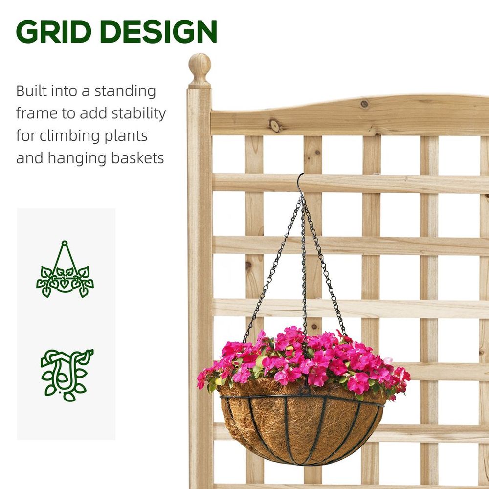 Outsunny Raised Garden Bed with Trellis Garden Planters Indoor Outdoor Natural - anydaydirect