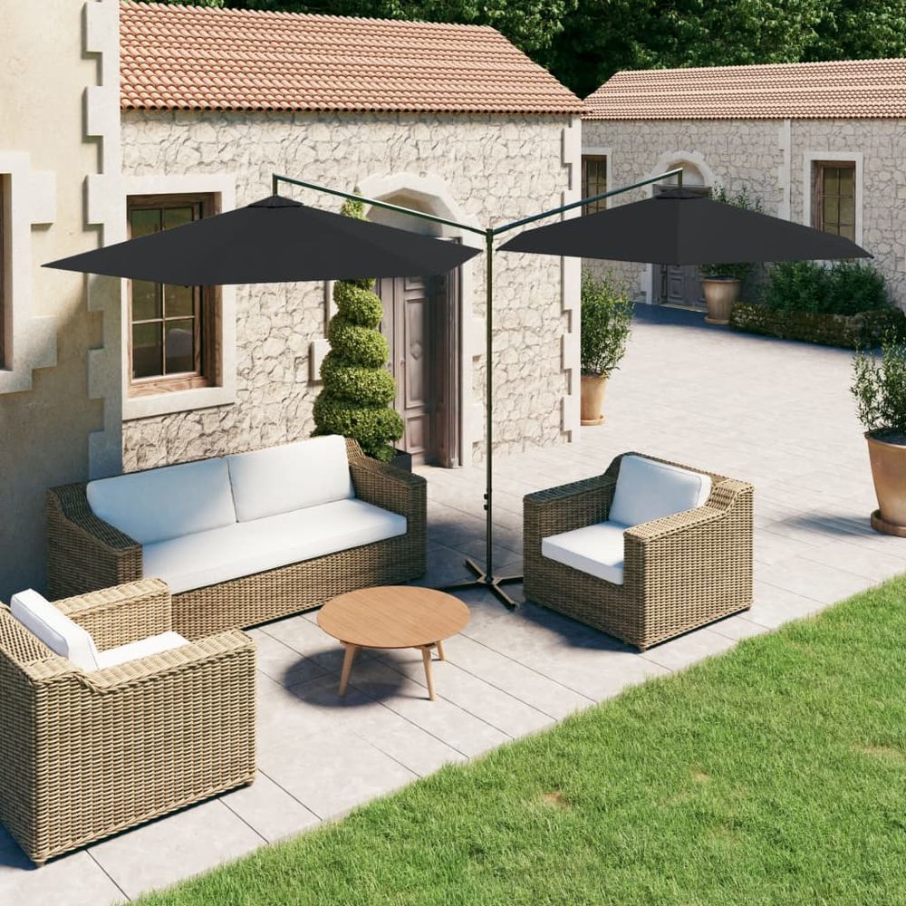 Garden Double Parasol with Steel Pole 600 cm - anydaydirect