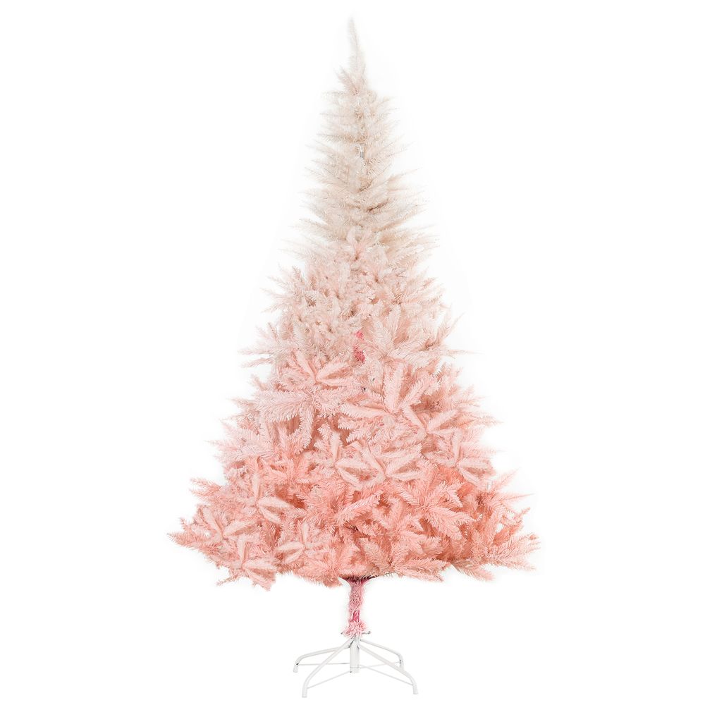 6FT Pink Artificial Christmas Tree Metal Stand Fully Pretty Home Office Joy - anydaydirect
