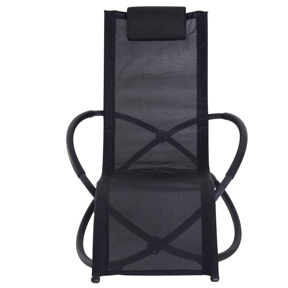 Orbital Sun Lounger Rocking Chair Outdoor Zero Gravity Folding w/ Pillow Black - anydaydirect