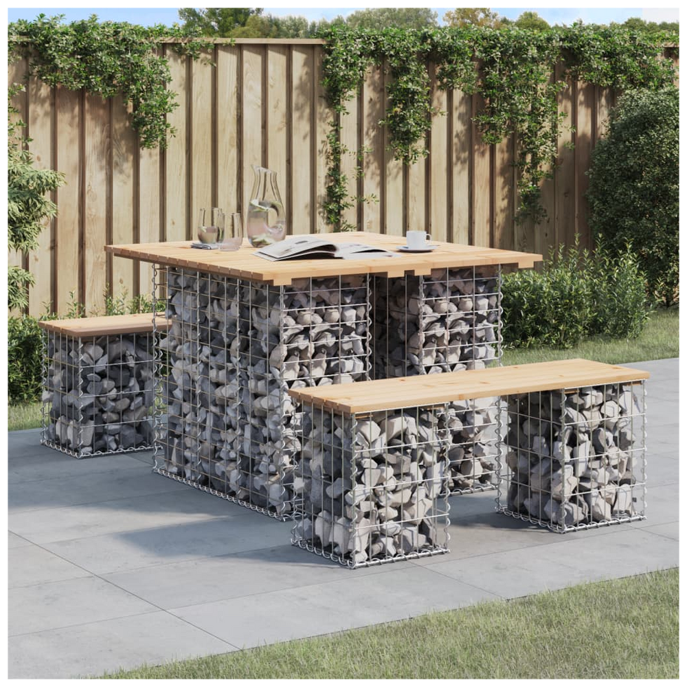 vidaXL Garden Bench Gabion Design 100x102x72 cm Solid Wood Pine - anydaydirect