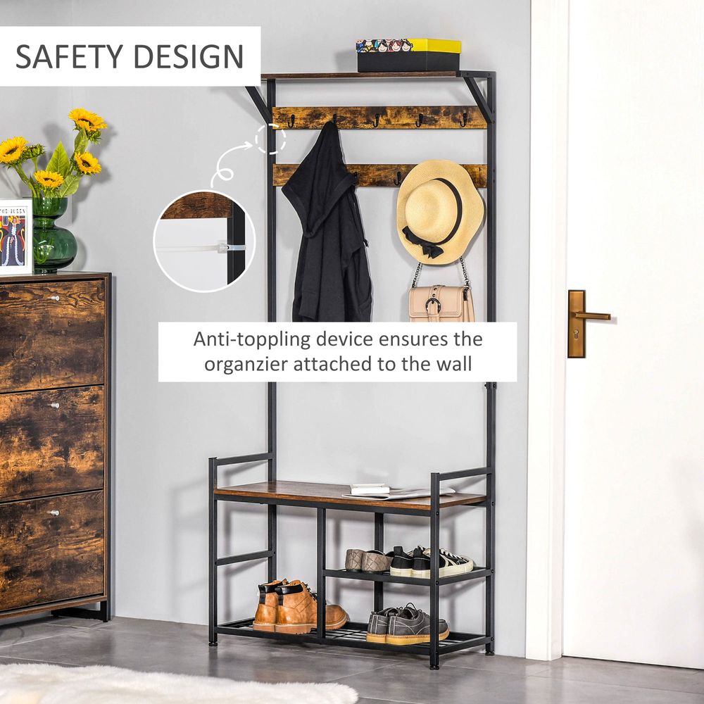 Coat Rack Stand Shoe Storage Bench for Bedroom Living Room Entryway - anydaydirect