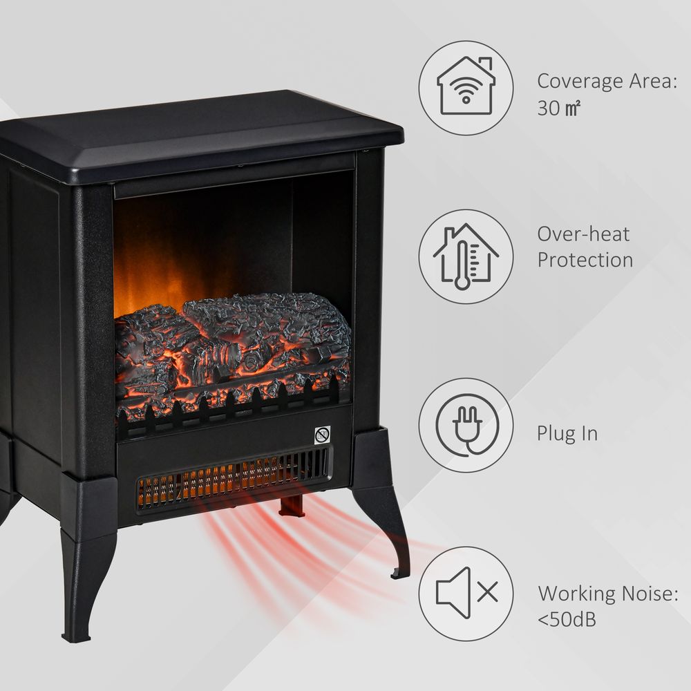 Electric Fireplace Stove Heater Adjustable Temperature and Overheat Protection - anydaydirect