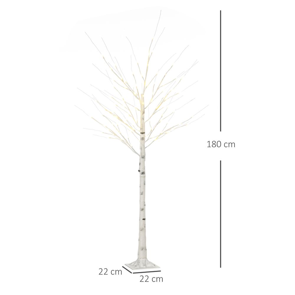 6ft Artificial White Birch Tree Light  96 Warm White Pre-Lit LED Light HOMCOM - anydaydirect