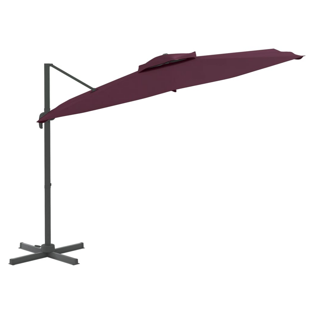 Double Top Cantilever Umbrella Bordeaux Red 300x300 cm - anydaydirect