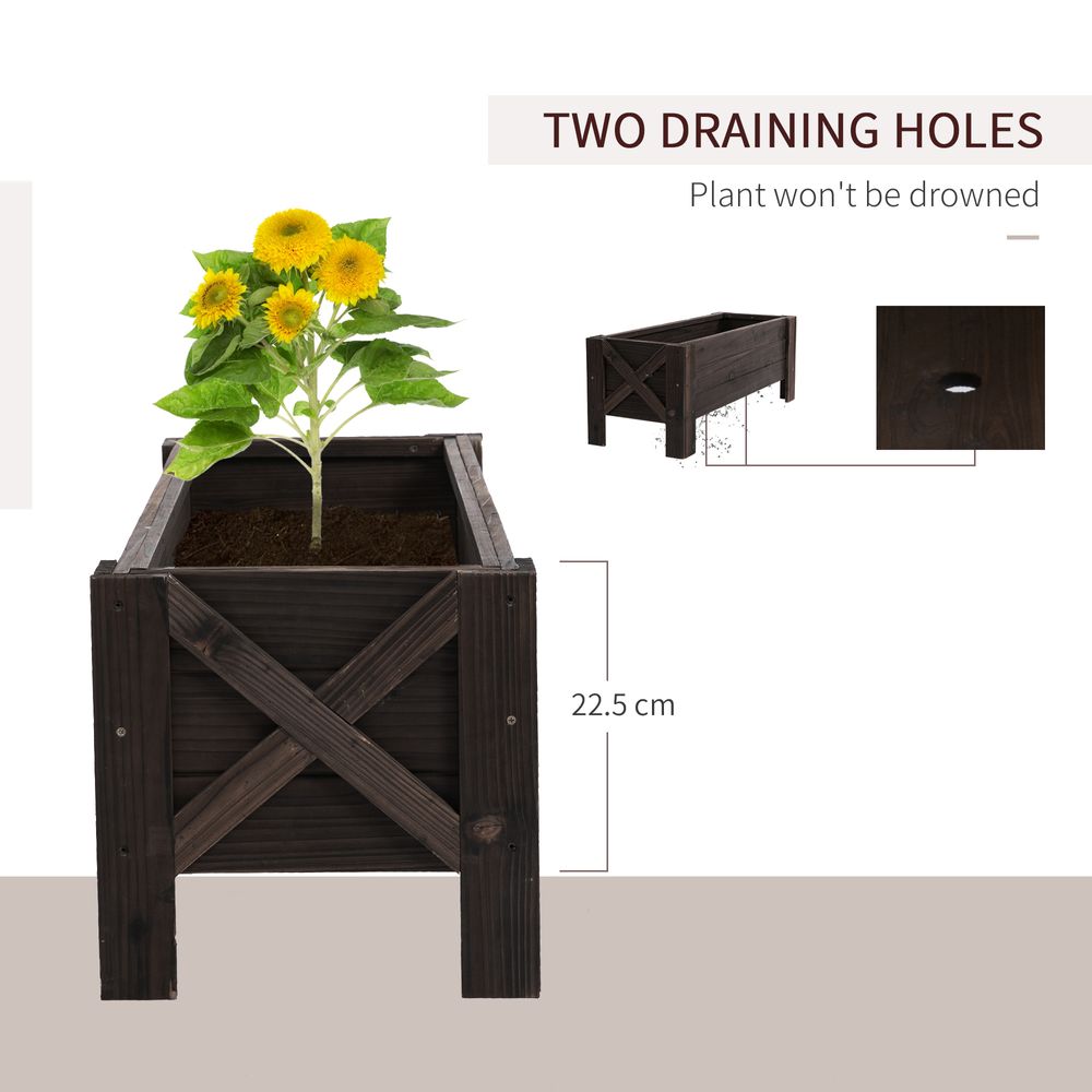 Wooden Garden Raised Bed Planter Grow Containers Pot, 100x36.5x36cm Outsunny - anydaydirect