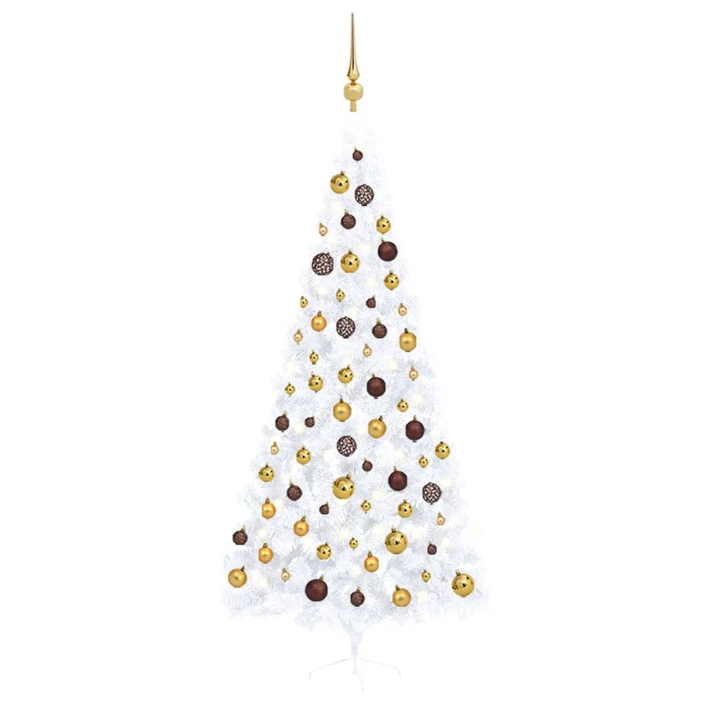 Artificial Half Christmas Tree with LEDs&Ball Set 120 cm to 240cm - anydaydirect