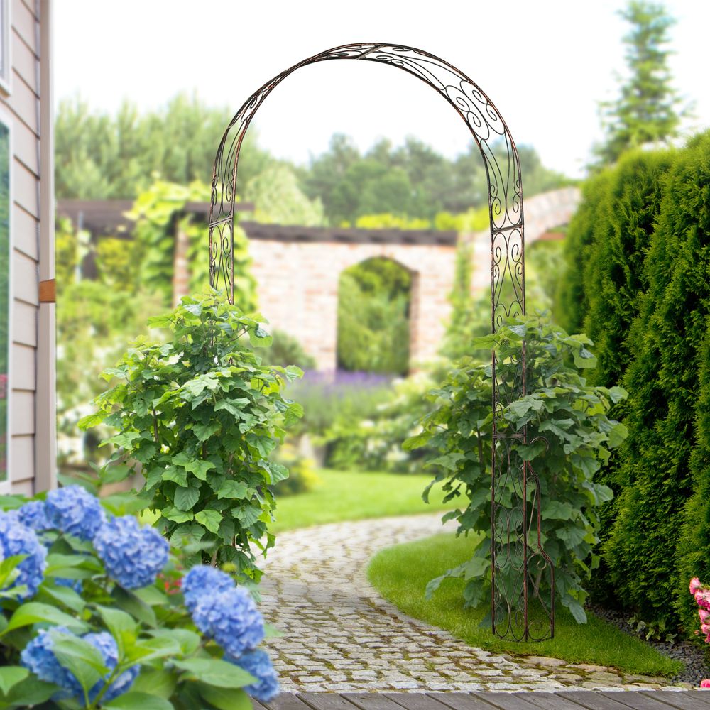 Outsunny Garden Arch, 226H cm, Metal Frame - anydaydirect