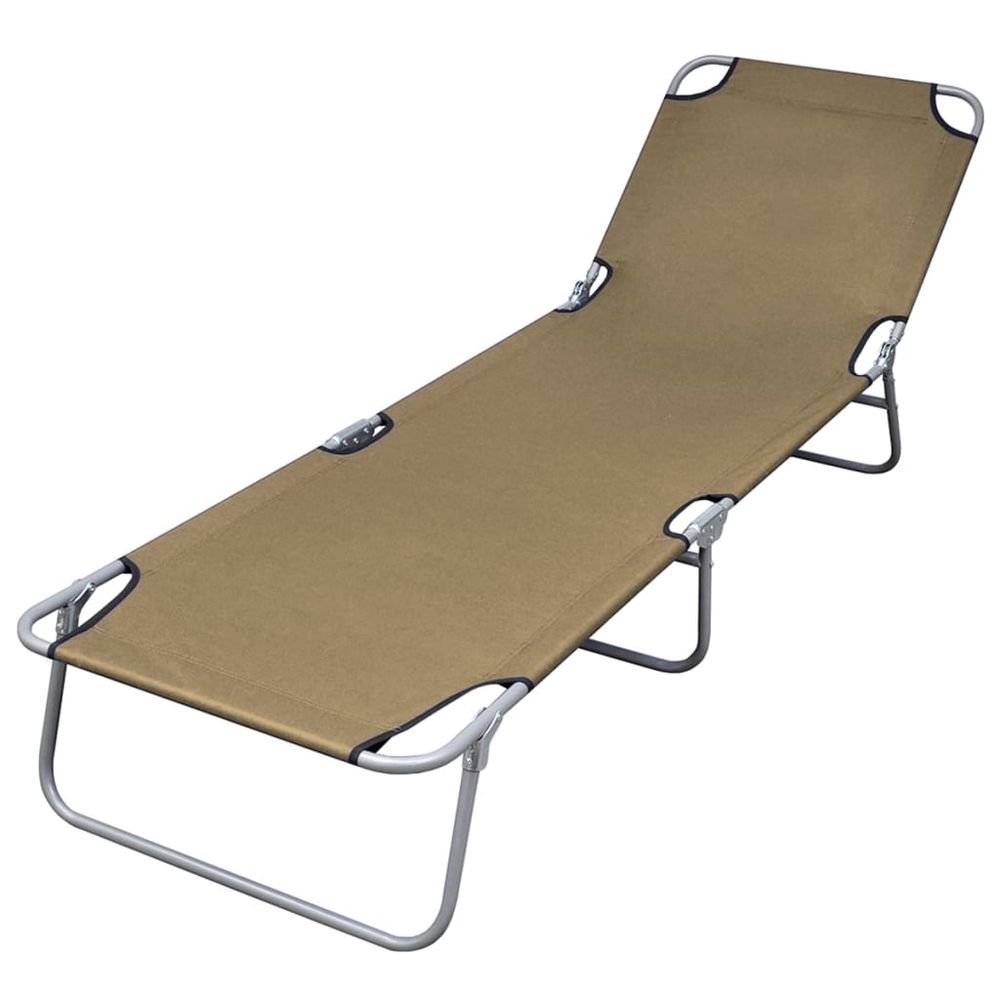 Folding Sun Lounger Steel and Fabric - anydaydirect