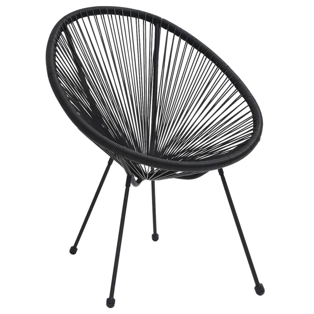 Garden Moon Chairs 2 pcs Rattan Black - anydaydirect