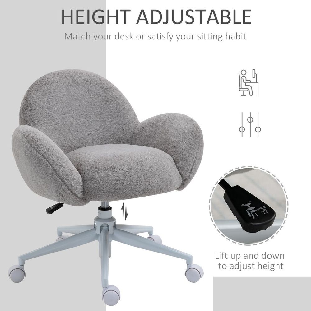 Fluffy Leisure Chair Office Chair w/ Backrest and Armrest for Bedroom Grey - anydaydirect