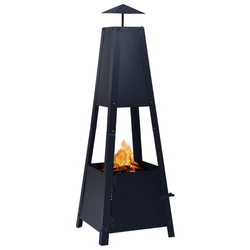 Fire Pit Black 35x35x99 cm Steel - anydaydirect