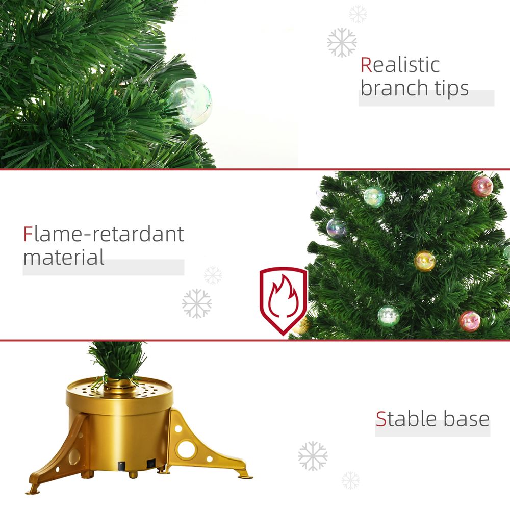 5FT Prelit Artificial Christmas Tree Fiber Optic Xmas Indoor Golden Stand Green - anydaydirect