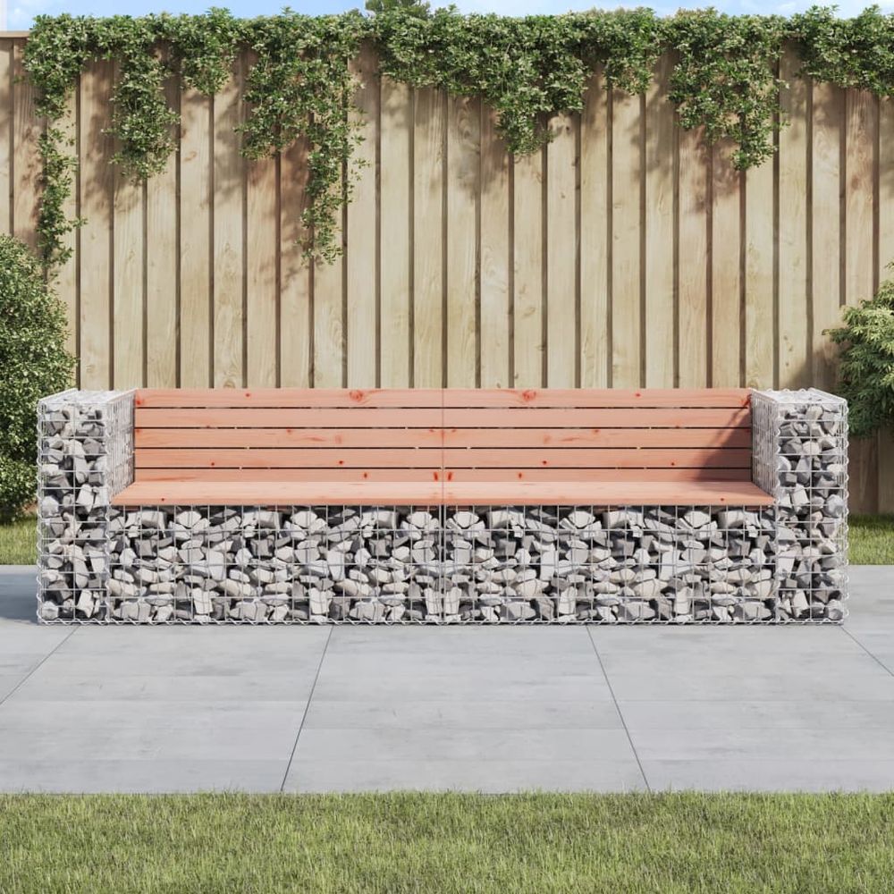 vidaXL Garden Bench Gabion Design 244x71x65.5 cm Solid Wood Douglas - anydaydirect