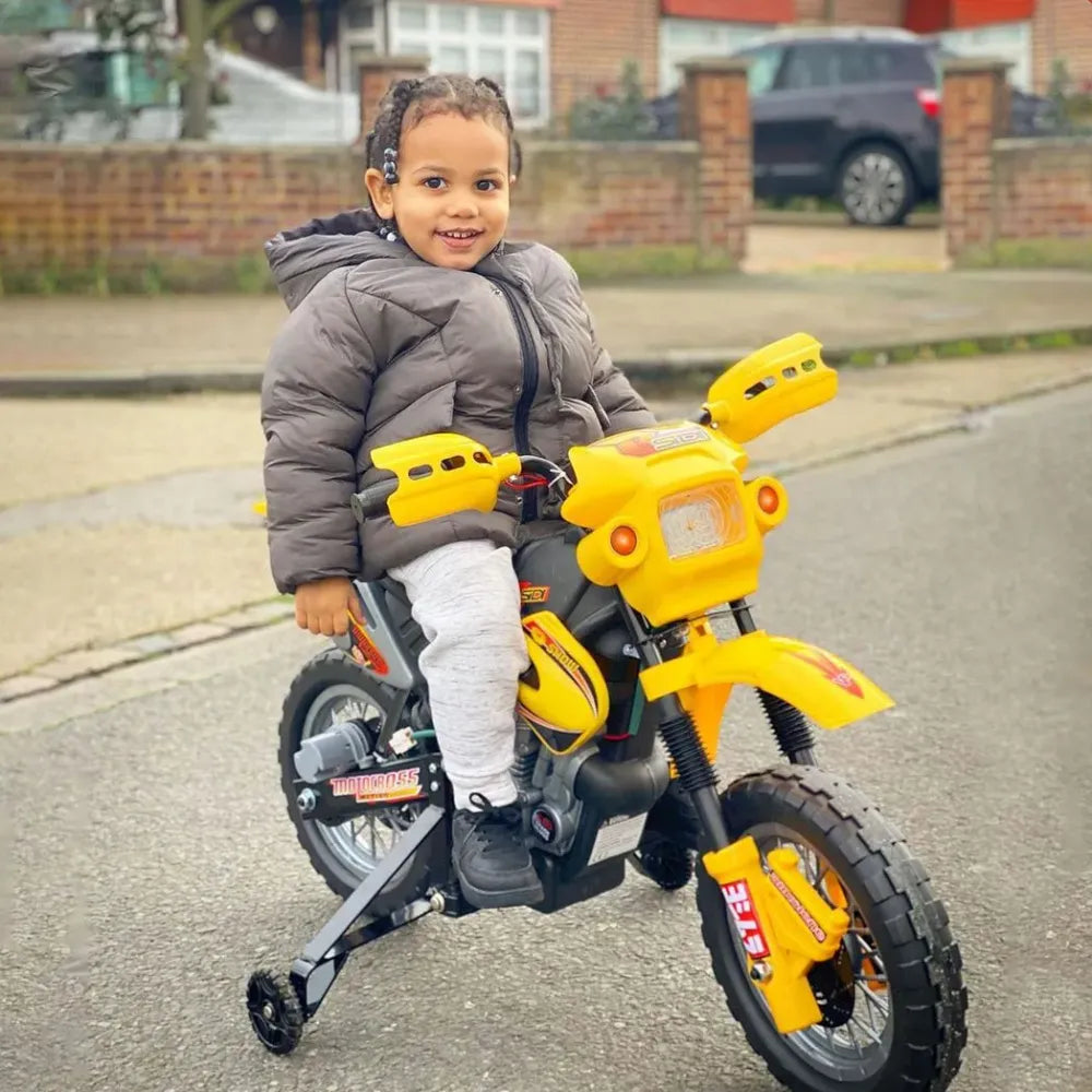 Electric Ride on Car Motorbike Kids Ride On Car Children Motorcycle Yellow - anydaydirect