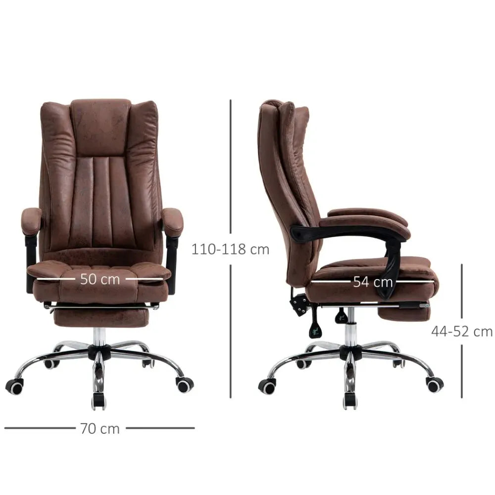 Executive Office Chair Computer Swivel Chair for Home with Arm, Footrest, Brown - anydaydirect