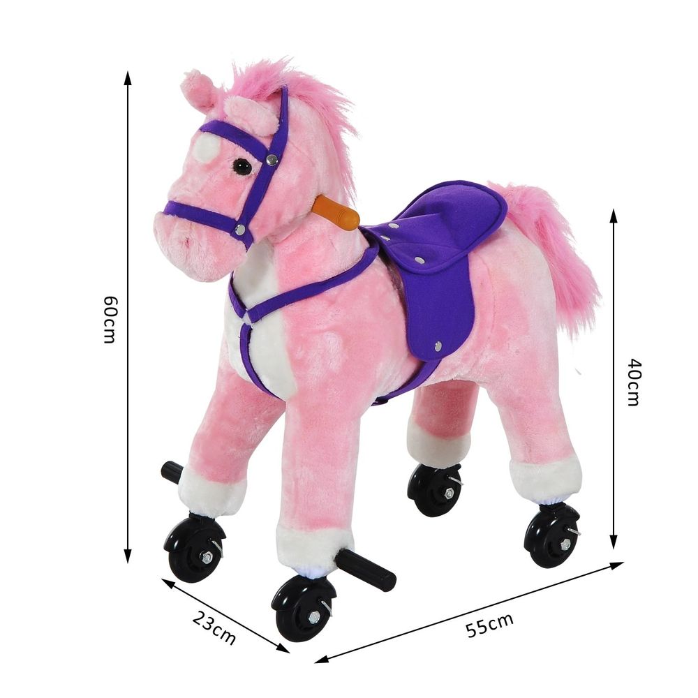 Wheeled Rocking Horse Ride on Rocker Children Riding Toy Plush Sound HOMCOM - anydaydirect