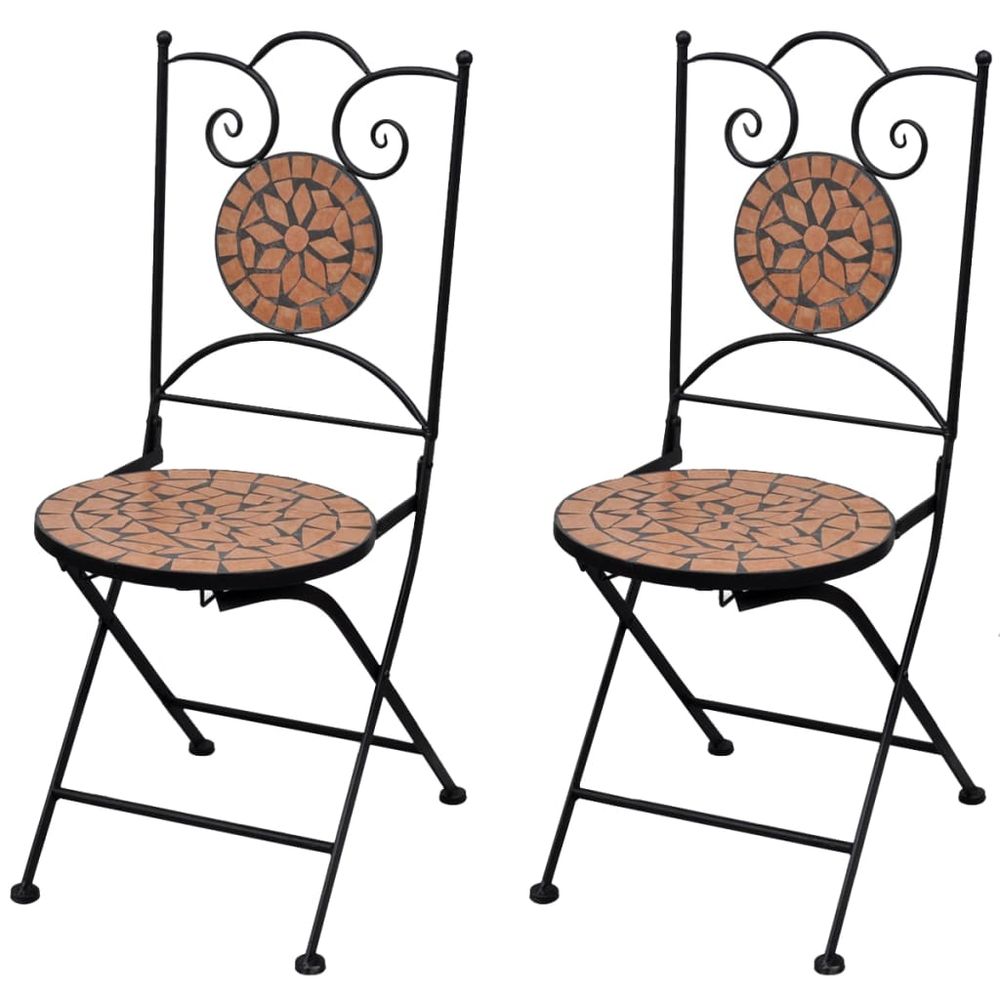 Folding Bistro Chairs 2 pcs Ceramic Terracotta - anydaydirect