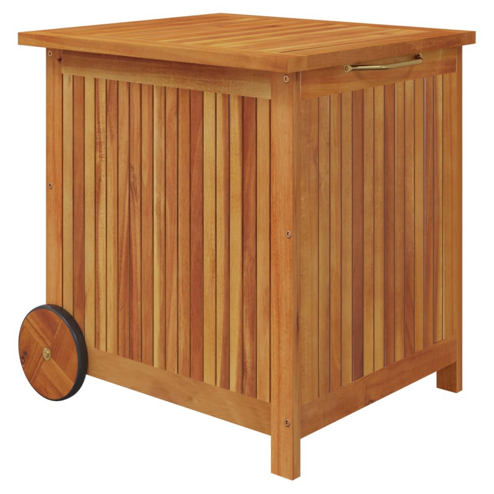 Garden Storage Box with Wheels 60x50x58 cm Solid Wood Acacia - anydaydirect