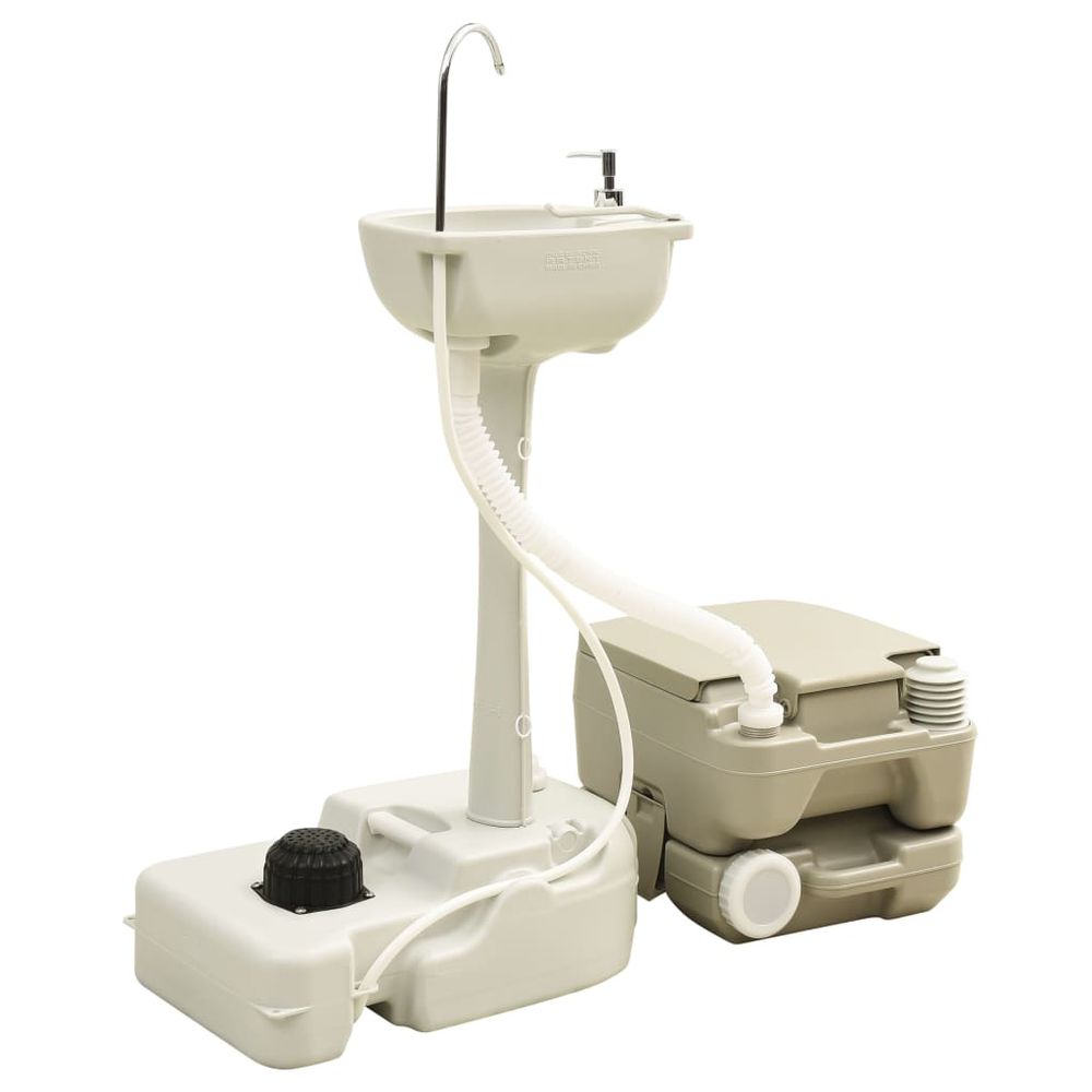 Portable Camping Toilet and Handwash Stand Set with Water Tank - anydaydirect