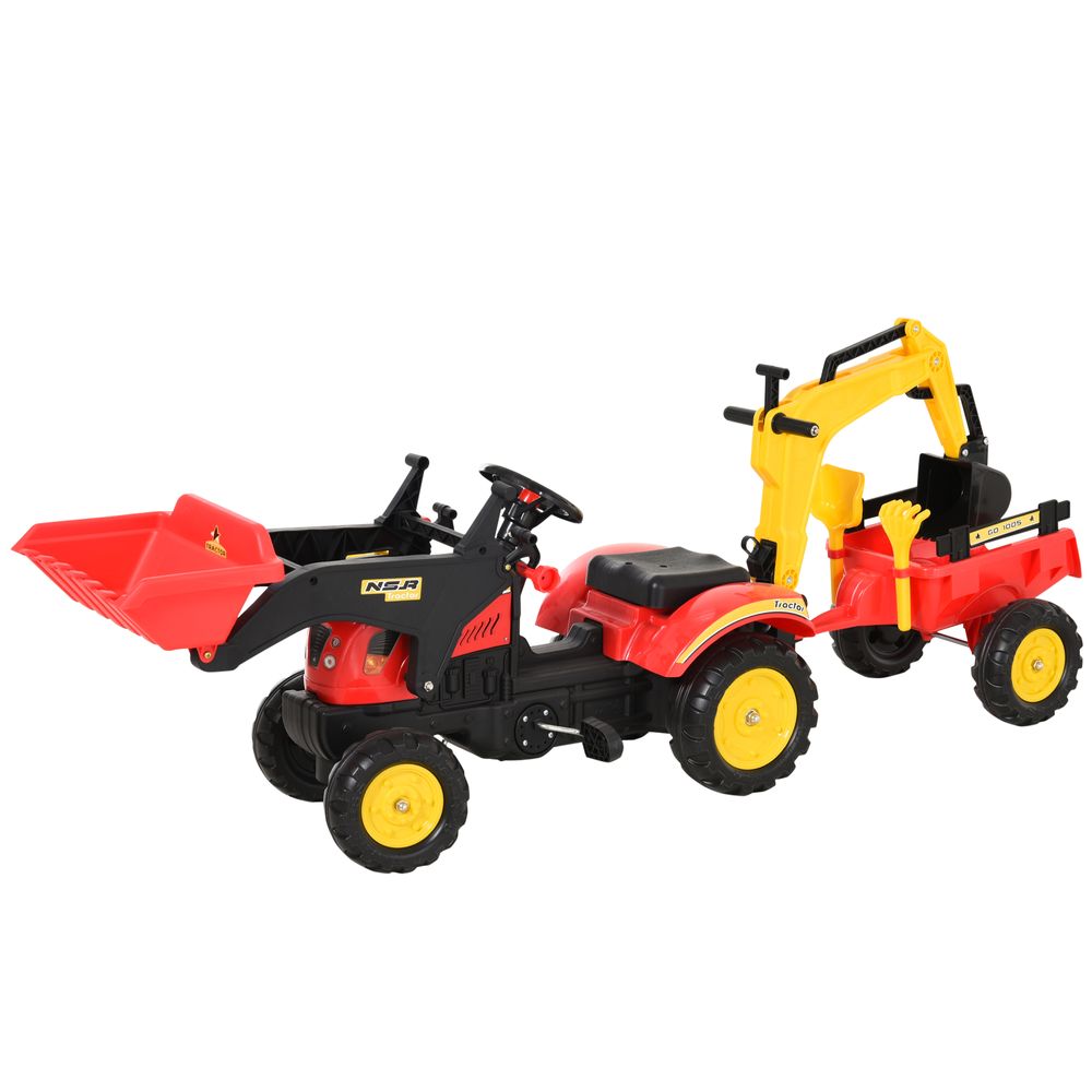Pedal Powered Tractor Ride-On Car Moving Bucket Steering Wheel 3-6 Yrs - anydaydirect
