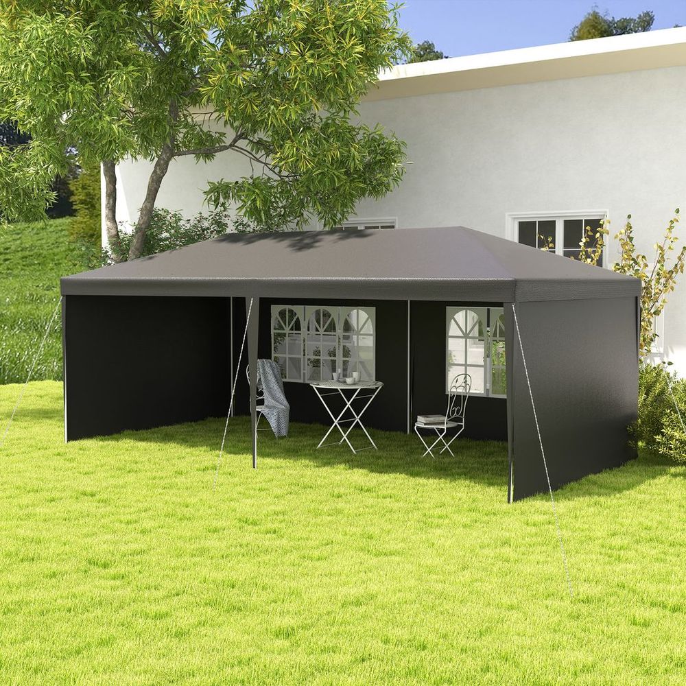 6m x 3m Garden Gazebo Marquee Canopy Party Tent Canopy Patio Dark Grey - anydaydirect
