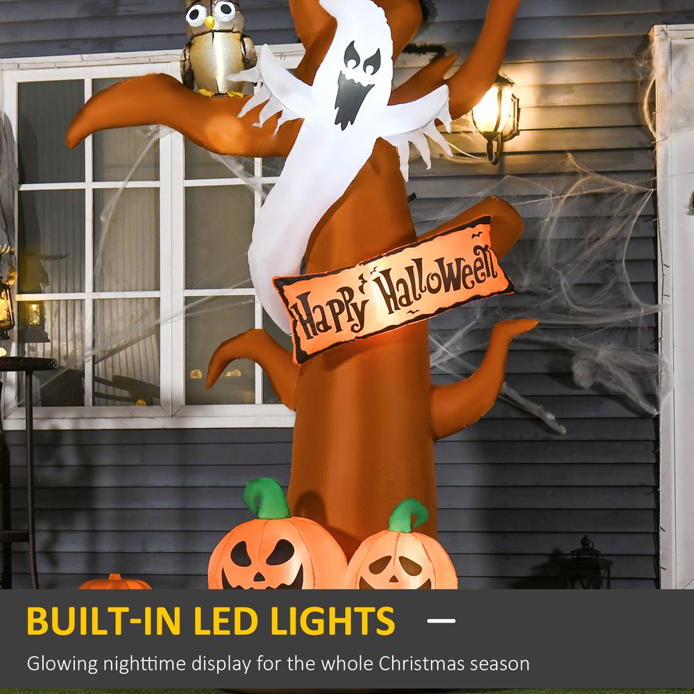 2.7m Halloween Inflatable Tree with Ghost and Pumpkin LED for Home In-Outdoor - anydaydirect