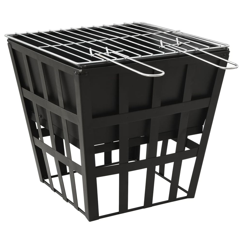 2-in-1 Fire Pit and BBQ 34x34x48 cm Steel - anydaydirect