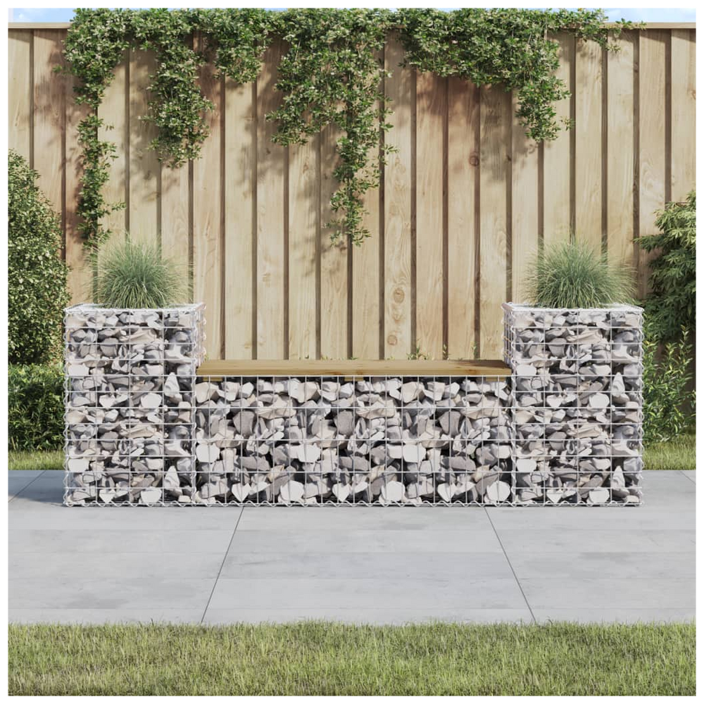 vidaXL Garden Bench Gabion Design 183x41x60.5 cm Impregnated Wood Pine - anydaydirect